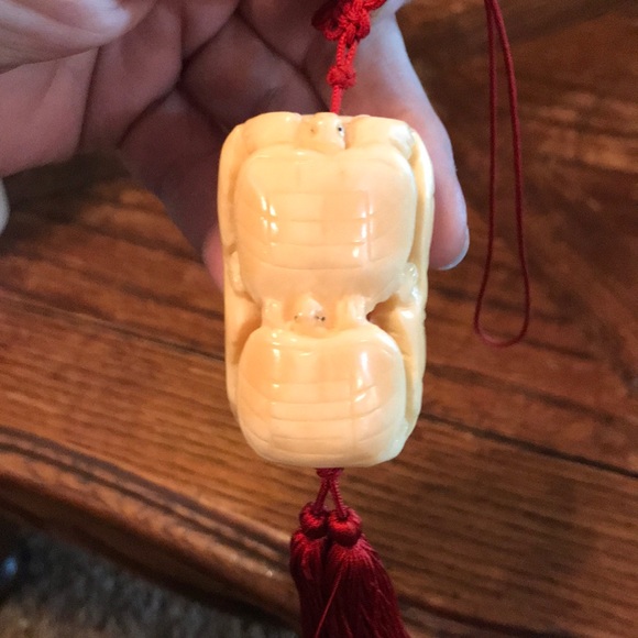 Vintage Other - Carved bone with turtles & tassels